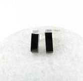 Black Onxy Ring-Black Onyx 5x15mm Rectangle Stud Earrings-925 Sterling Silver Earrings-Stud Earrings-Gift For Her